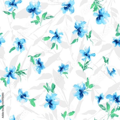 Shadow Patterns of Watercolor Flowers and Pastel Color