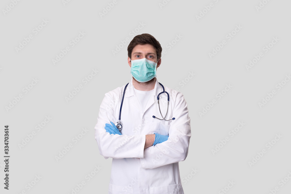Doctor Wearing Medical Mask and Gloves Isolated Doctor Wearing Medical Mask and Gloves Isolated