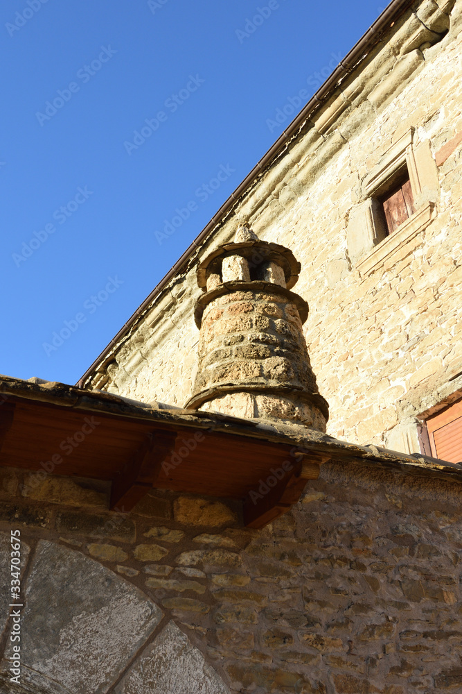 typical chimney (Espantabruxas) of Latas, Huesca province, Aragon, Spain