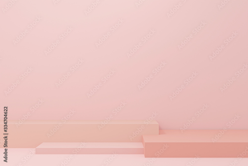 Minimal 3d rendering scene with composition empty step cube shades of pink pastel podium for cosmetic product and abstract background. mock up geometric shape in pastel colors. 3d illustration Minimal 3d rendering scene with composition empty step cube shades of pink pastel podium for cosmetic product and abstract background. mock up geometric shape in pastel colors. 3d illustration