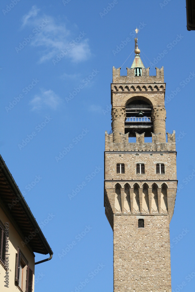 view of the tower of Palazzo Vecchio (palace Vecchio), Florence, Italy