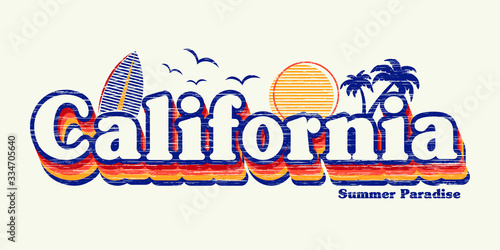 retro graphic and california fashion slogan for different apparel and T-shirt. - Vector