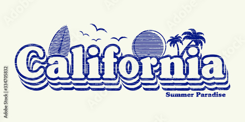 retro graphic and california fashion slogan for different apparel and T-shirt. - Vector