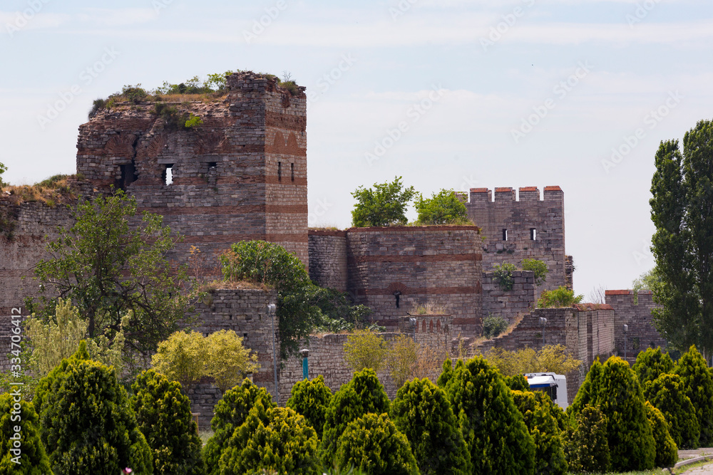 The old walls of Emperor Theodosius for the defense of Constantinople, destroyed by the Seljuk Turks.