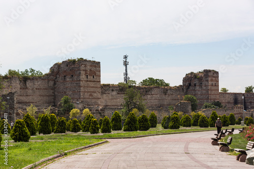 The old walls of Emperor Theodosius for the defense of Constantinople, destroyed by the Seljuk Turks. photo