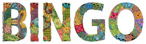 Word BINGO. Vector zentangle object for decoration