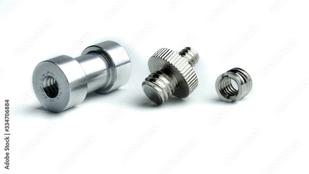 Screw Mount Set Tripod Thread Screw Converter Adapter for Camera Tripod Light Stand against white background Screw Mount Set Tripod Thread Screw Converter Adapter for Camera Tripod Light Stand against white background