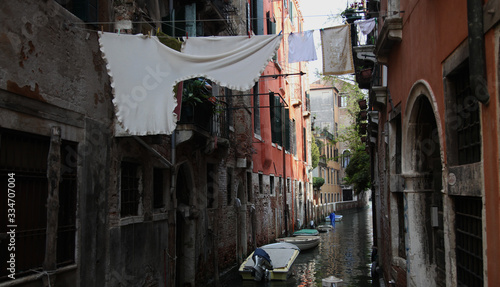 linen on the rope. canals of venice