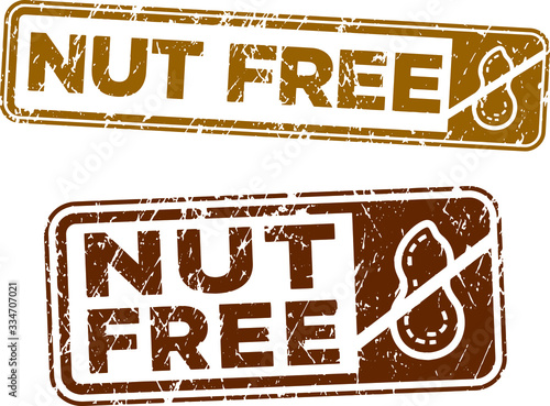 Nut Free stamps. Circle shape. Vector file. Grunge texture.