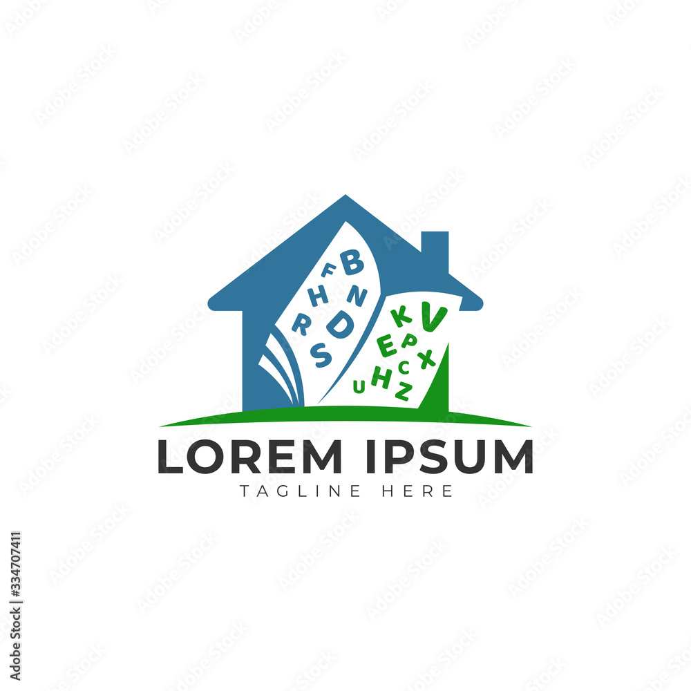 Book House Learn Alphabet Lettering Logo Vector Icon Illustration Book House Learn Alphabet Lettering Logo Vector Icon Illustration