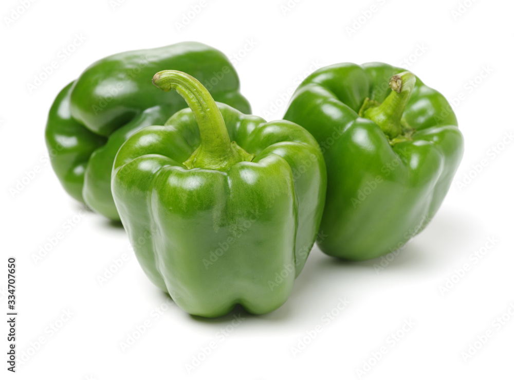 fresh green bell pepper (capsicum) on a white background fresh green bell pepper (capsicum) on a white background