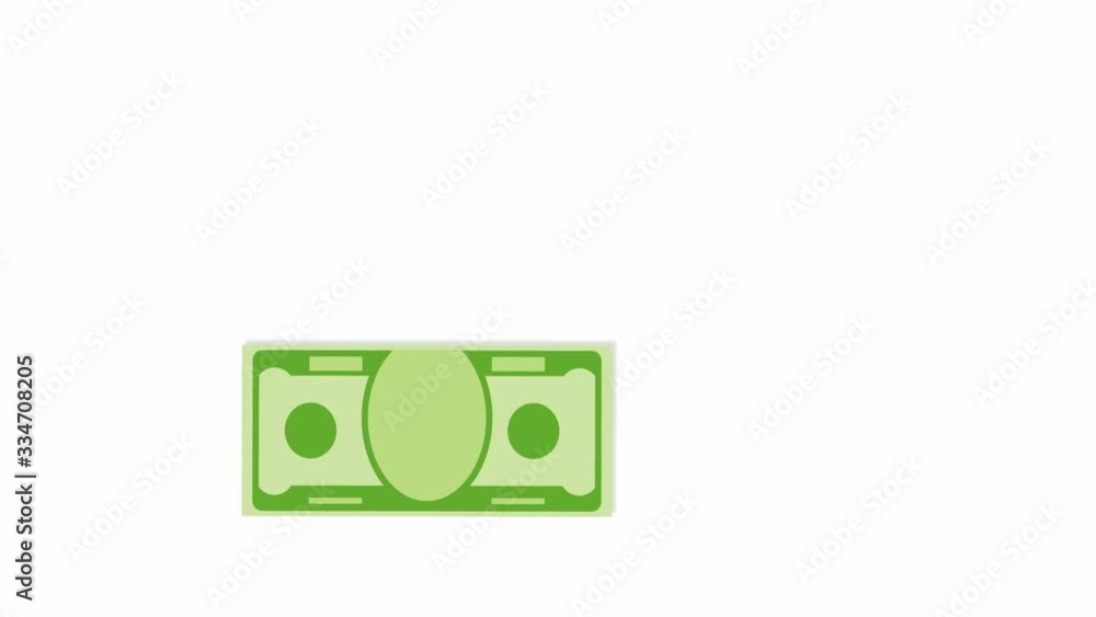 Fan of money animation on white background. Fan of money animation on white background.