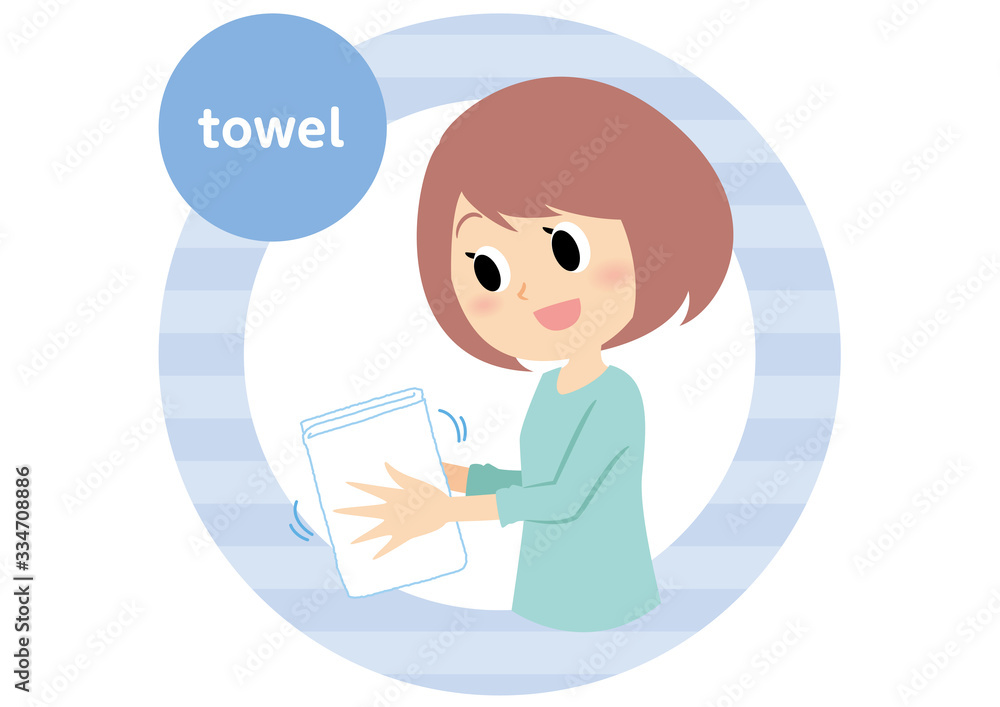 女性の手洗い　タオル