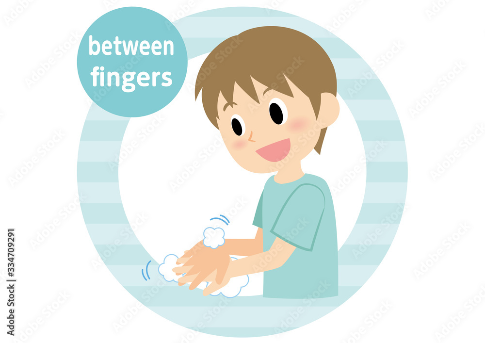 男性の手洗い　指の間