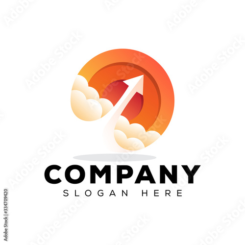 business arrow rocket gradient logo design