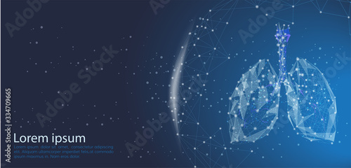 Abstract image of a human lungs in polygonal low poly with triangles style. Lungs of healthy person. Abstract technology vector illustration with polygon