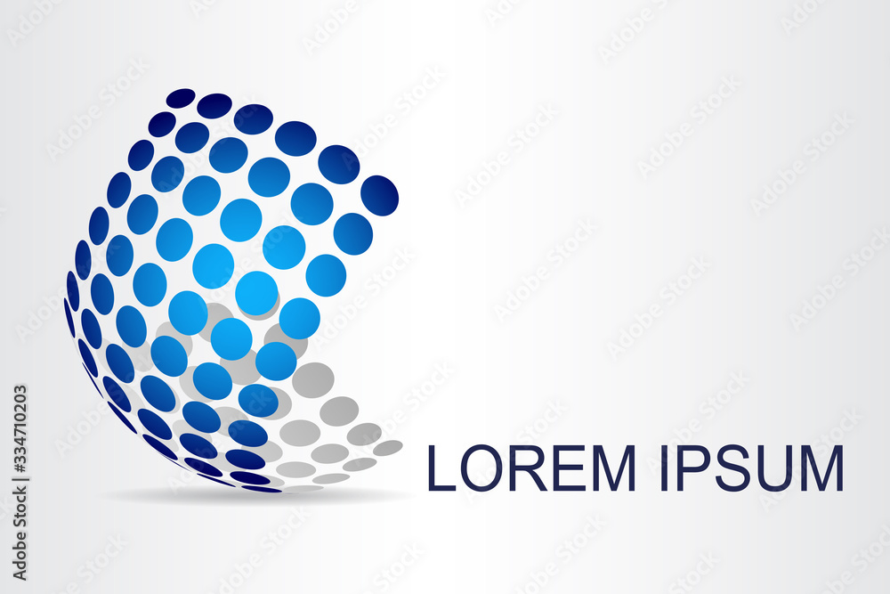 Abstract technology logo stylized spherical surface with abstract shapes. This logo is suitable for global company, world technologies, media and publicity agencies Abstract technology logo stylized spherical surface with abstract shapes. This logo is suitable for global company, world technologies, media and publicity agencies