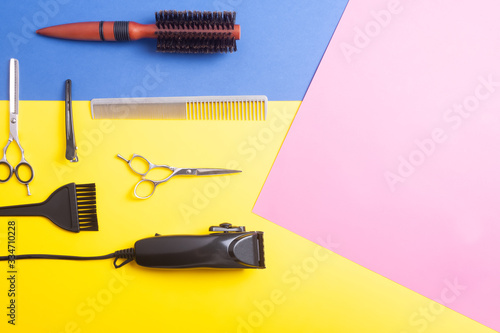 Barber haircuts and beauty salons banners flyers card template Inspired by fashion professional hairdresser tools