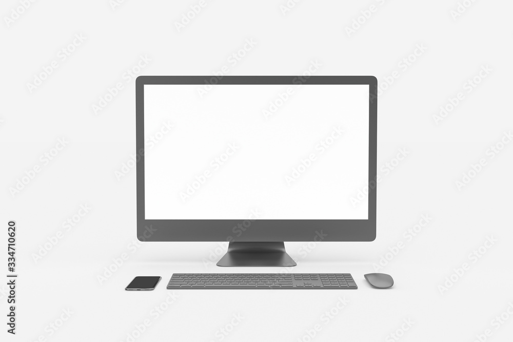 3D Rendering of Computer Set Monitor Keyboard 3D Rendering of Computer Set Monitor Keyboard