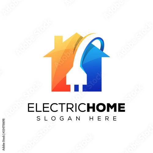 electric home or house gradient logo design
