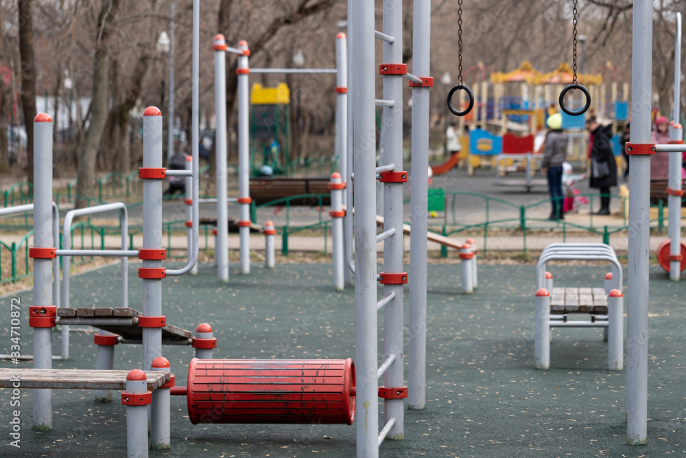 Fototapeta premium Empty children's playground with no children