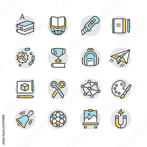 vector icons of school subjects