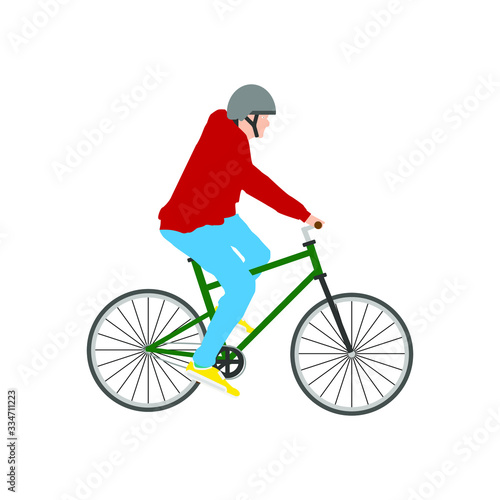 Fototapeta Naklejka Na Ścianę i Meble -  man on bicycle on white background, vector