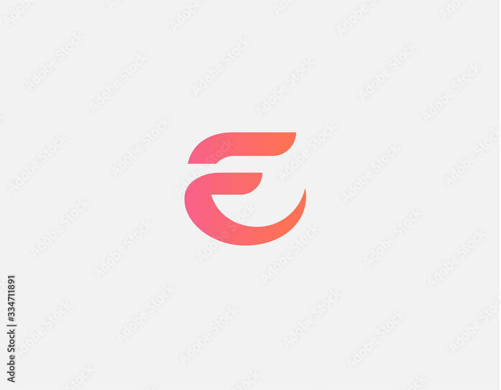 Creative abstract gradient pink logo icon letter E for your company typography Creative abstract gradient pink logo icon letter E for your company typography