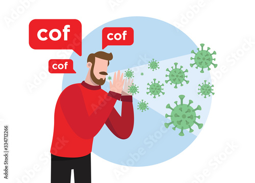 Young man sick with corona virus coughing