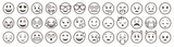 Emoticons set. Emoji faces collection. Emojis flat style. Happy and sad emoji. Line smiley face - stock vector