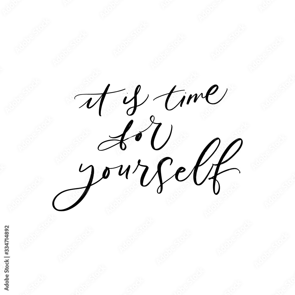 IT IS TIME FOR YOURSELF. MOTIVATIONAL VECTOR HAND LETTERING ABOUT BEING HEALTHY IN VIRUS TIME. Coronavirus Covid-19 awareness IT IS TIME FOR YOURSELF. MOTIVATIONAL VECTOR HAND LETTERING ABOUT BEING HEALTHY IN VIRUS TIME. Coronavirus Covid-19 awareness