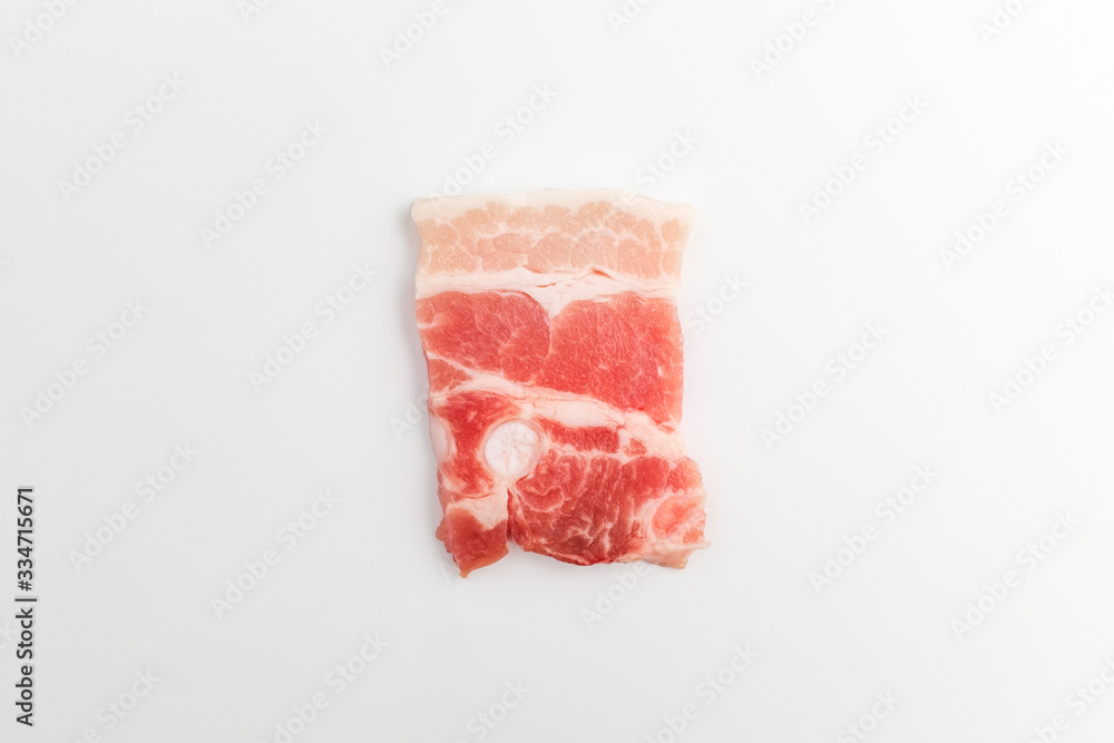 Sliced pork belly on white background Sliced pork belly on white background