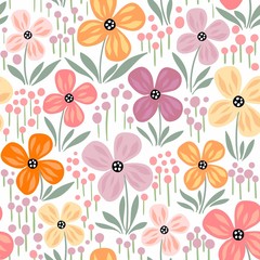 Papier peint photo Pastel patrons Motif fleurs pastel romantique délicat  © lilett
