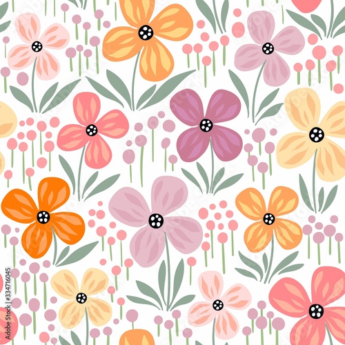 seamless pattern with flowers, pastel colors