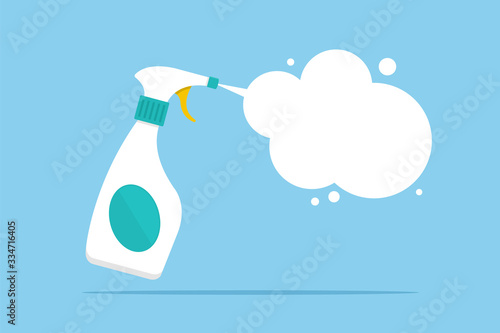 Disinfection with cleaning spray vector flat illustration