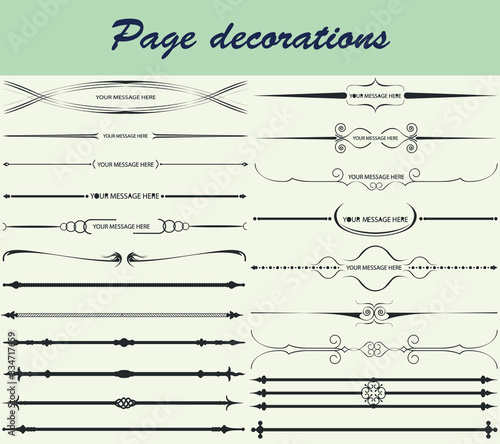 Vintage page dividers set with place for Your Message. Calligraphic vintage design elements. Vector format.
