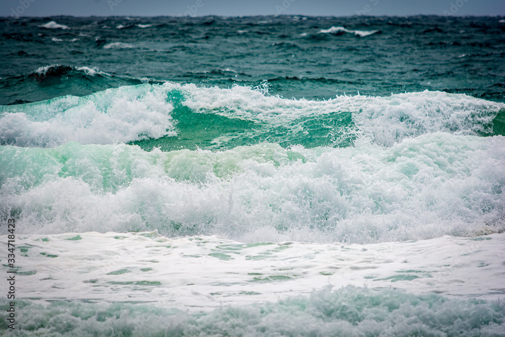 Turquoise colour ocean wave in windy day. Turquoise colour ocean wave in windy day.