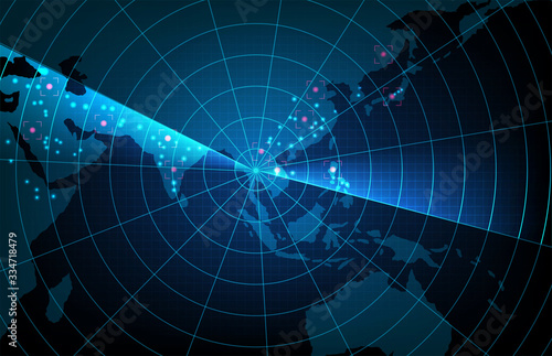 abstract background of futuristic technology scan target interface hud asia pacific maps,hightech screen concept