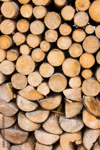 Firewood texture. Background of cutted logs.
