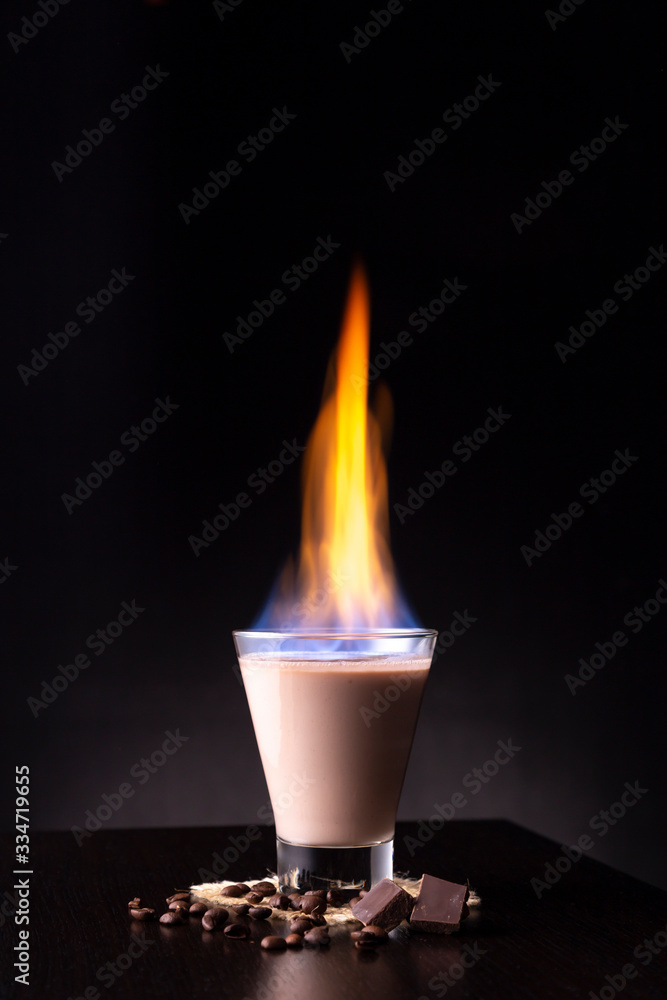 Baileys comet cocktail on fire Baileys comet cocktail on fire