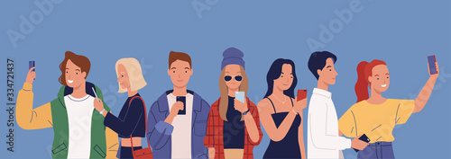 People using mobile phones. Vector illustration in a flat style