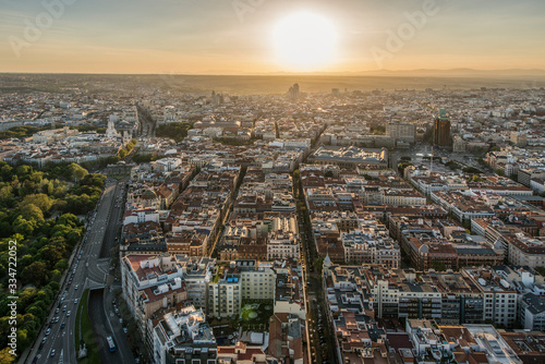 Aerial view of Madrid at sunrise © Aitcheeboy