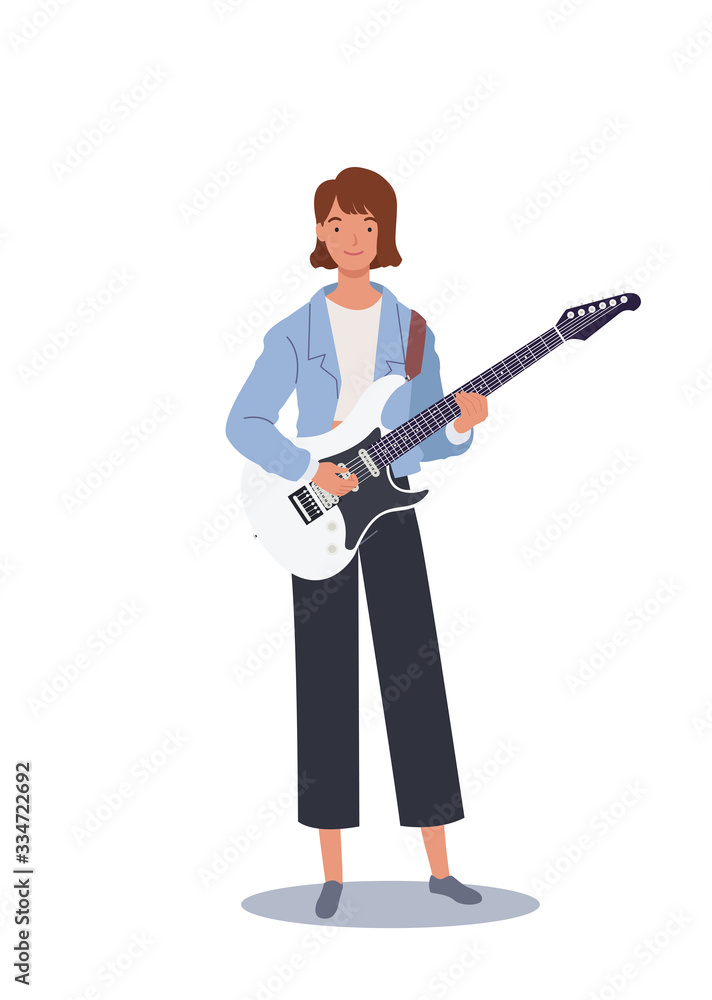 Young and beautiful girl playing the electric guitar Young and beautiful girl playing the electric guitar