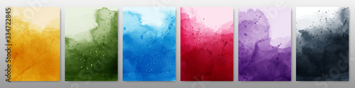Set of bright colorful watercolor background