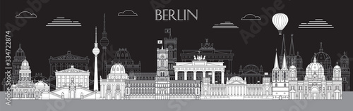 Canvas Print Berlin skyline line art 4