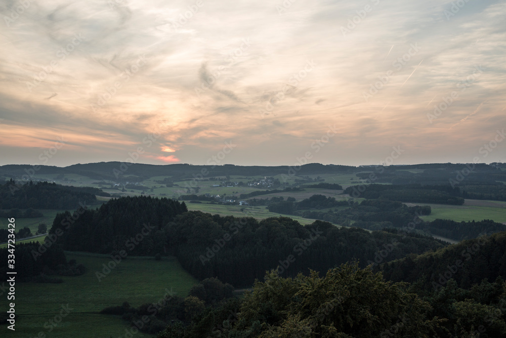 360 degree wide view on a german low mountain range