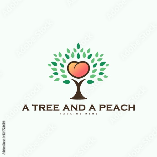 a tree and a peach logo design unique