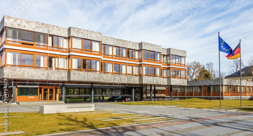 Entrance, Sign and Side-Buildings of Federal Court of Justice of Germany, Bundesverfassungsgericht, BGH. In Karlsruhe, Germany