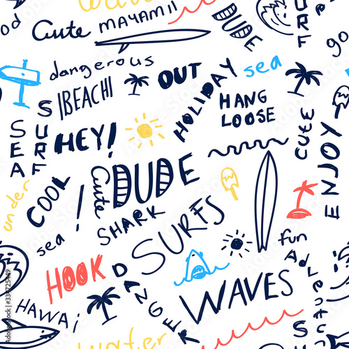 Hand writing words pattern seamless vector.