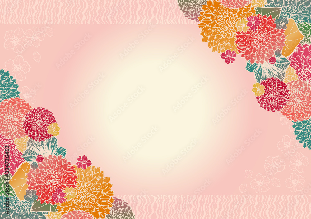 レトロで豪華な和柄の背景素材 和風 日本 花柄 結婚式 年賀状素材 Stock Illustration Adobe Stock レトロで豪華な和柄の背景素材 和風 日本 花柄 結婚式 年賀状素材 Stock Illustration Adobe Stock
